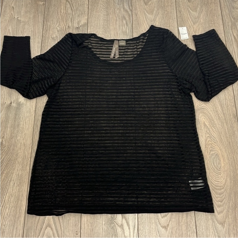 Penningtons Black Long Sleeve Semi Sheer Blouse Size 1X NEW NWT - Picture 4 of 5